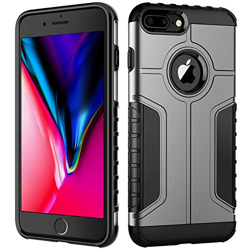 Book Cover JETech Case for Apple iPhone 8 Plus and iPhone 7 Plus, Dual Layer Protective Cover with Shock-Absorption, Grey