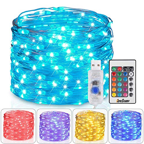 Book Cover Homestarry Fairy Lights USB Plug In String Lights with Remote 33ft 100LEDs, 16 Color Changing Lights Twinkle Firefly Lights for Bedroom Party Wedding Christmas Tapestry, Multicolor Colors