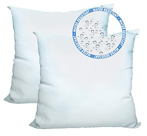 Foamily Set of 2-26 x 26 Premium Outdoor Water and Mold Resistant Hypoallergenic Stuffer Pillow Throw Inserts Sham Square Form, Standard/White - Made in USA