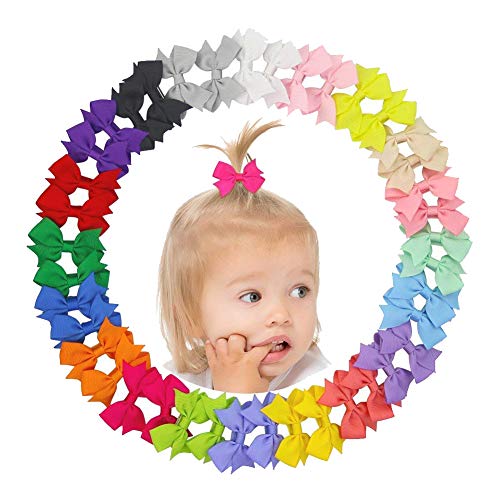 Happeks 20PCS Multi-colored Girls Ribbon Bow Hair Clip Hand-made Kids Alligator Clips Hair Accessories