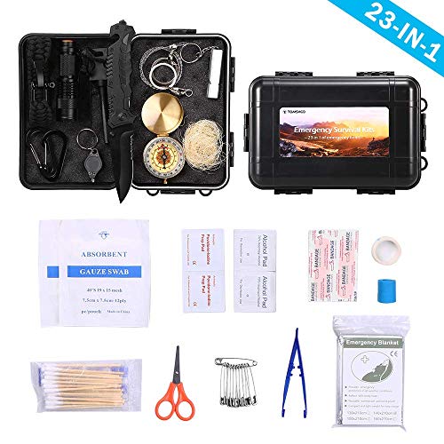 TOMSHOO Compact Emergency Survival Kit, First Aid Kit with 142Pcs Professional Survival Gear and Equipment, for Adult Boat Hunting Camping Hiking Outdoor Adventure Earthquake