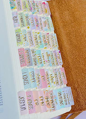 Decorative Bible Tabs - Gold Foil - Laminated - Indexing - Journaling - 66 Book Tabs - 9 Blank Tabs