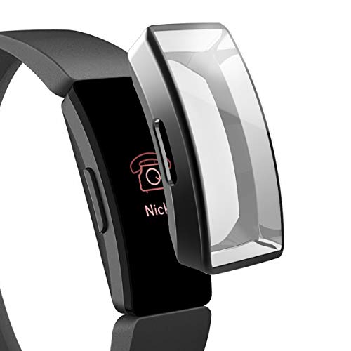 SPGuard TPU Screen Protector Compatible with Fitbit Inspire HR Case, All-Around Protective Scractch-Resist Protective Cover for Fitbit Inspire HR Smartwatch (Black, Can Use it When Charging)