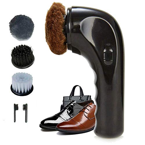 Electric Shoe Shine Kit, Hitti Electric Shoe Polisher Brush Shoe Shiner Dust Cleaner Portable Wireless Leather Care Kit for Shoes, Bags, Sofa (Black)