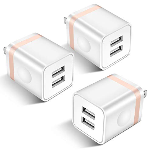 Book Cover STELECH USB Wall Charger, 3-Pack 2.1A Dual Port USB Power Adapter Wall Charger Plug Charging Block Cube Compatible with Phone Xs Max/Xs/XR/X/8/7/6 Plus/5S/4S, Samsung, LG, Kindle, Android Phone -White