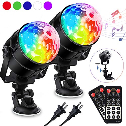 [2-Pack]Party Lights Disco Ball SOLMORE DJ Lights with Remote Control 7 Color Modes Sound Activated Stage Lights for Club Party Gift Kids Birthday Wedding Home Karaoke Dance
