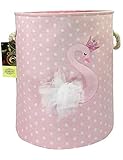 HUNRUNG Large Laundry Hamper,Cartoon Organizer Bin for Children Nursery,Toys,Laundry,Children Clothing,Gift Baskets (Swan)