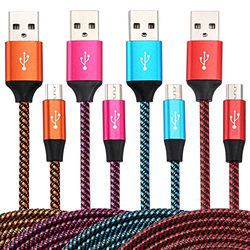 Micro USB Cable,Bynccea [4-Pack 10FT] Cell Phone Charger Android Nylon Braided Fast Charging Cord Compatible with Samsung Galaxy S6 S7 J3 J7 Edge,LG,HTC,Moto,Kindle Fire,Sony,Xbox,PS4(Multi-Colored)