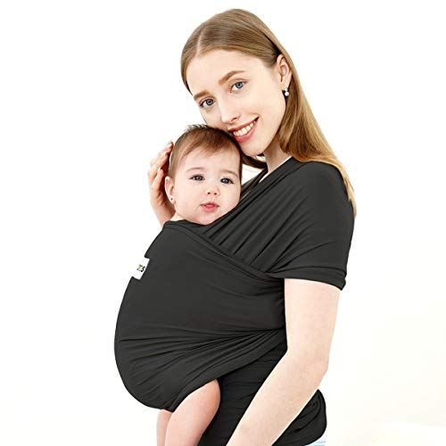 Book Cover Acrabros Baby Wrap Carrier,Hands Free Baby Carrier Sling,Lightweight,Breathable,Softness,Perfect for Newborn Infants and Babies Shower Gift,Black