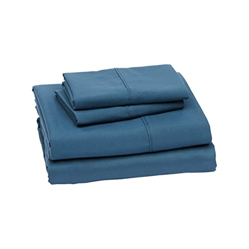 Book Cover Amazon Basics Lightweight Super Soft Easy Care Microfiber Bed Sheet Set with 14â€ Deep Pockets - Queen, Dark Teal