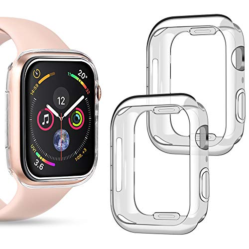 Goton Compatible iWatch Apple Watch Case 40mm Series 4, (2 Packs) Soft TPU Shockproof Case Cover Bumper Protector (Clear and Clear, 40mm)