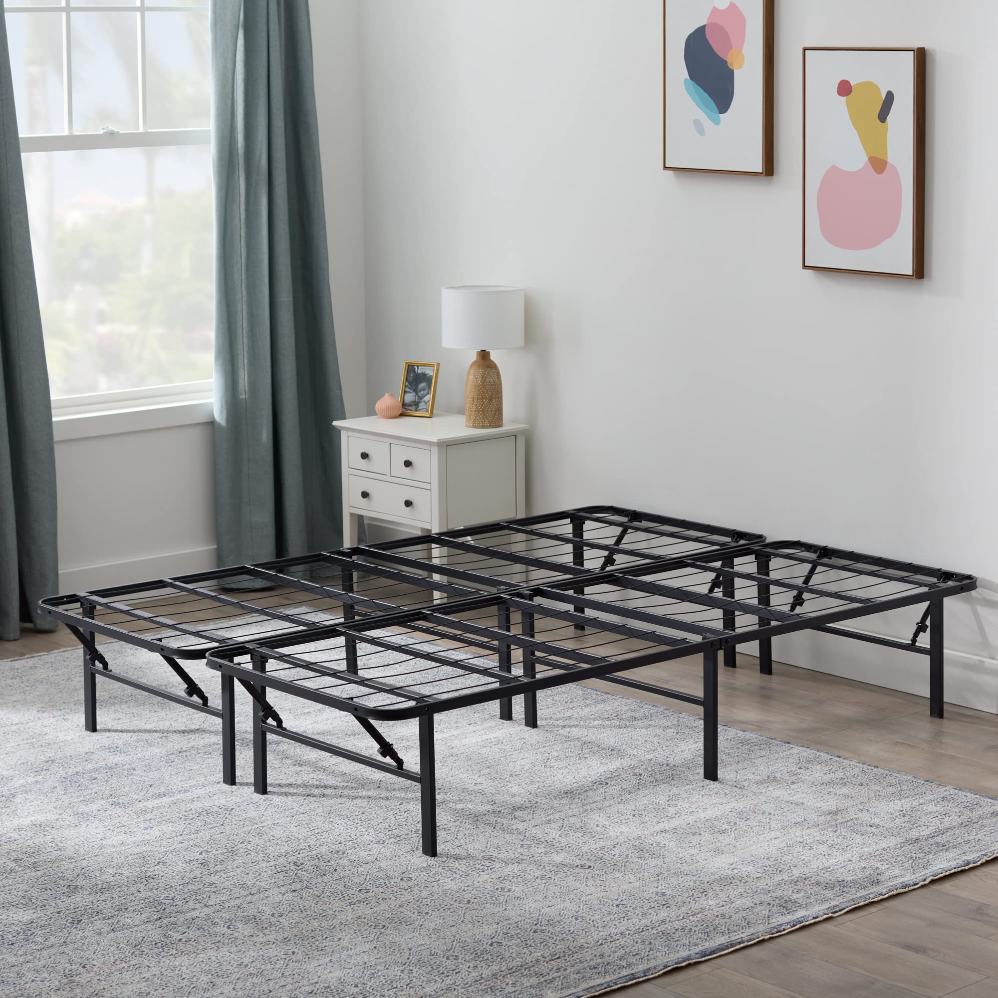 Book Cover Linenspa 14 Inch Folding Metal Platform Bed Frame - 13 Inches of Clearance - Tons of Under Bed Storage - Heavy Duty Construction - 5 Minute Assembly - Twin XL Twin XL Traditional