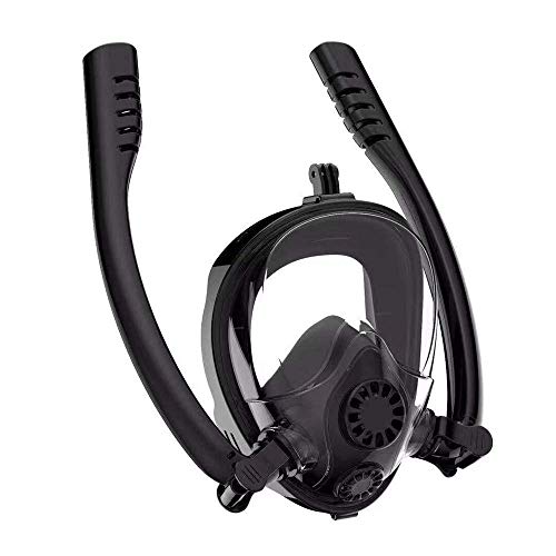 HJKB Full Face Snorkel Mask, Snorkeling Mask for Adults and Kids with Detachable Camera Mount, 180 Degree Large View Dry Top Set Anti-Fog Anti-Leak