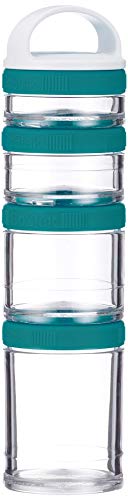 BlenderBottle C02502 GoStak Twist n' Lock Storage Jars 4-Piece Starter Pak Teal (Renewed)