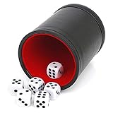 TUZAMA Felt Lined Professional Dice Cup - with 6 Dices Quiet for Yahtzee Game