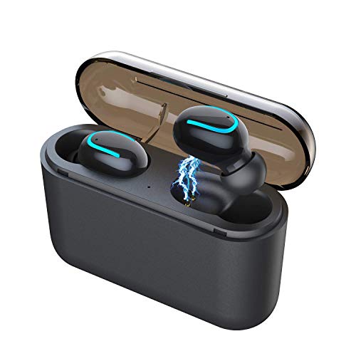 Byakov Wireless Earbuds Bluetooth 5.0 Headphones True Wireless Earphones Deep Bass 3D Stereo Sound Headphones Noise Cancelling Headset with Portable Charging Case (2 Earbuds)