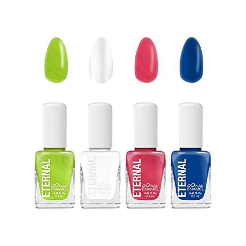 Eternal Nail Polish Set 4 Piece Kit: Long Lasting, Quick Dry and Cruelty Free. Made in USA - 0.46 Fluid Ounces Each (5 de Mayo)