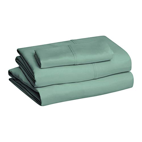 Book Cover Amazon Basics Lightweight Super Soft Easy Care Microfiber Bed Sheet Set with 14â€ Deep Pockets - Twin, Emerald Green