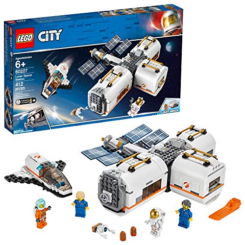 LEGO City Space Lunar Space Station 60227 Space Station Building Set with Toy Shuttle, Detachable Satellite and Astronaut Minifigures, Popular Space Gift (412 Pieces)