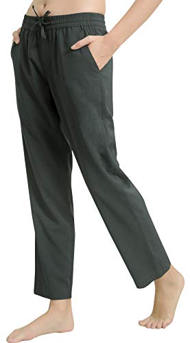 Marycrafts Women's Casual Summer Beach Lounge Tapered Pull On Pants M Dark Gray