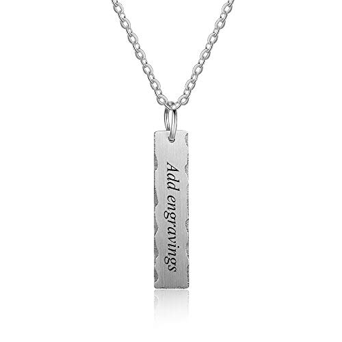 Book Cover Tian Zhi Jiao Custom Name Stainless Steel Couple Necklace Personalized Initial Pendant Engraved Bar Necklace for Men Jewelry for Women Girls