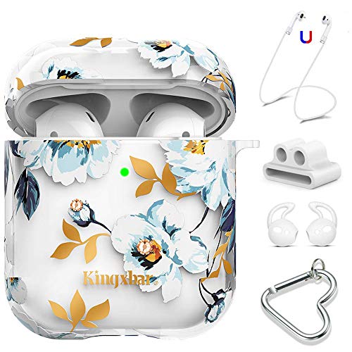 5 in 1 Clear Cute Case for AirPods 2 & 1 Protective Case Flamingo Design