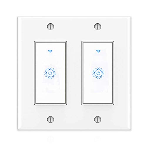 Smart Light Switch&Alexa Smart Double Switch&WIFI Light Switch With Timer and Remote Control,Works with Alexa, Google home and IFTTT, No Hub required.(2gang)