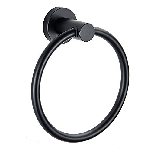 Book Cover Marmolux Acc Towel Ring for Bathroon Hand Towel Holder Matte Black Round Kitchen Towel Hangers Wall Mount Heavy Duty Storage Stainless Steel
