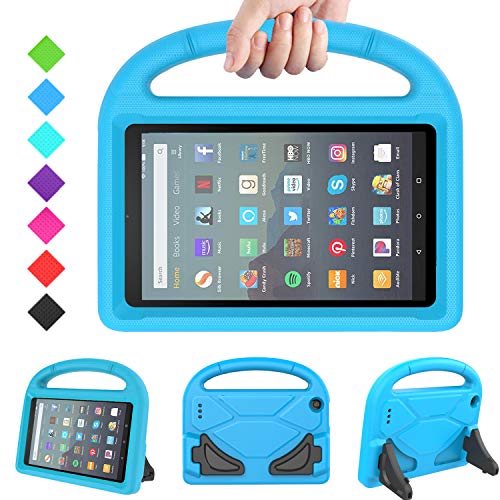 MENZO Kids Case for All-New Fire 7 Tablet (9th Generation - 2019 Release), Light Weight Shockproof Handle Stand Kids Friendly Case for Fire 7 2019 and 2017 (7" Display), Blue