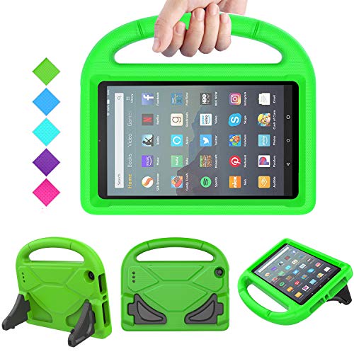 MENZO Kids Case for All-New Fire 7 Tablet (9th Generation - 2019 Release), Light Weight Shockproof Handle Stand Kids Friendly Case for Amazon Fire 7 2019 and 2017 (7" Display), Green