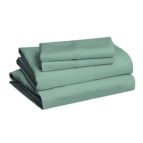 Book Cover Amazon Basics Lightweight Super Soft Easy Care Microfiber Bed Sheet Set with 14â€ Deep Pockets - Cal King, Emerald Green