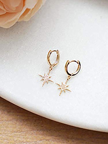 Gold Celestial Star Huggie Hoops, Small Hoop Earrings, Star Charm Mini Hoop Earrings, Tiny Huggie Hoop Earrings