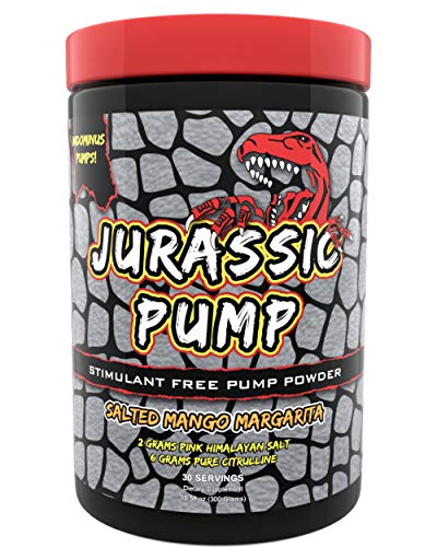 Jurassic Pump Muscle Pump Powder - Non-Stimulant, Nitric Oxide Booster Meets Sodium Pump - 6 Grams Pure Citrulline, 2 Huge Grams Pink Himalayan Salt, 30 Servings
