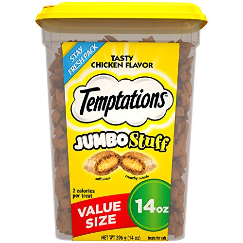 Temptations Jumbo Stuff Cat Treats, Tasty Chicken Flavor,14 oz Tub