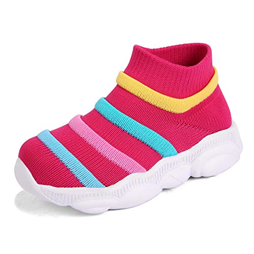 KRIMUS Toddler Baby Sneaker for Girls Boy Ankle high top Sock Athletic Running Walking Casual First Walkers Shoes Pink