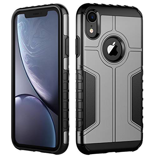 Book Cover JETech Case for iPhone XR, Dual Layer Protective Cover with Shock-Absorption, Grey