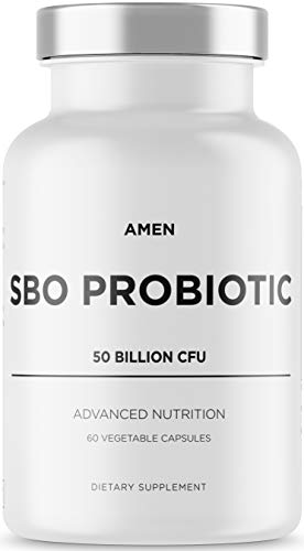 Amen SBO Probiotics 50 Billion CFU Probiotics for Women, Men and Adults, Natural, Shelf Stable Probiotic Supplement with Organic Prebiotics, Soil Based Organisms, 60 Capsules