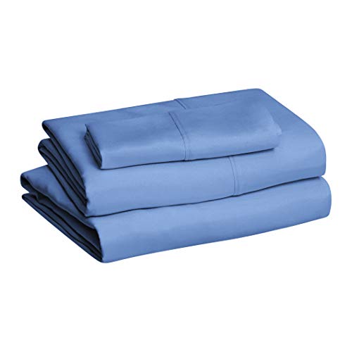 Book Cover Amazon Basics Lightweight Super Soft Easy Care Microfiber Bed Sheet Set with 14â€ Deep Pockets - Twin, Dutch Blue