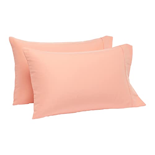 Book Cover Amazon Basics Lightweight Super Soft Easy Care Microfiber Pillowcases - 2-Pack - King, Peachy Coral