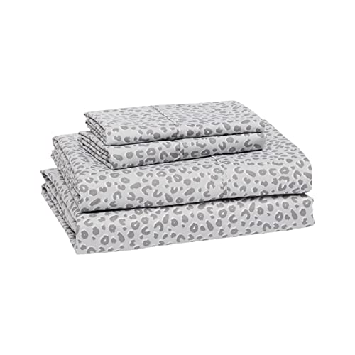 Book Cover Amazon Basics Lightweight Super Soft Easy Care Microfiber Bed Sheet Set with 14â€ Deep Pockets - Full, Gray Cheetah