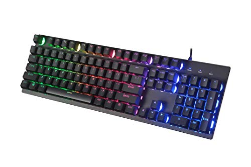 Gaming Keyboard - Ergonomic Design Mechanical Feeling Keyboard with Rainbow LED Backlit, Non-Slip and Spill-Resistant for Gaming and Working