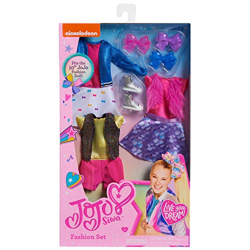 JoJo Siwa Multipack Outfits for 10-Inch JoJo Fashion Dolls, Includes 3 Outfits and 3 Bow Barrettes, Amazon Exclusive, Kids Toys for Ages 3 Up