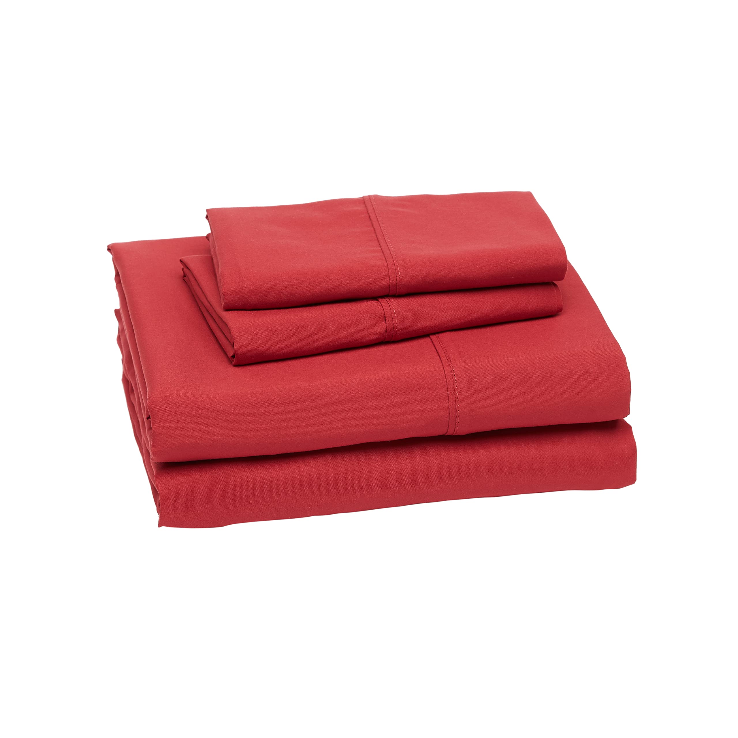 Book Cover Amazon Basics Lightweight Super Soft Easy Care Microfiber Bed Sheet Set with 14” Deep Pockets - Full, Red