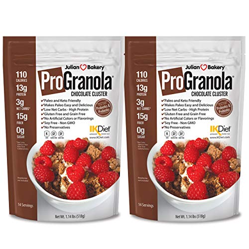 Julian BakeryÂ® ProGranolaÂ® Cereal | Chocolate | 13g Protein | Paleo | 3 Net Carbs | Gluten-Free | Grain-Free | 2 Pack
