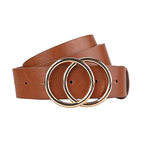 Gackoko Women Leather Belt for Dress & Jeans Fashion Soft Leather with Double O-Ring Buckle