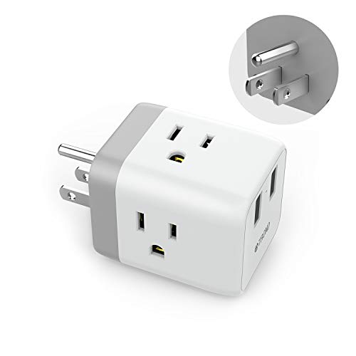Book Cover Outlet Splitter USB Wall Tap, TROND Cruise Power Strip Multi Plug Outlet Extender with 2 USB Charging Ports, Travel Adapter Cube Cruise Ship Accessories Must Have