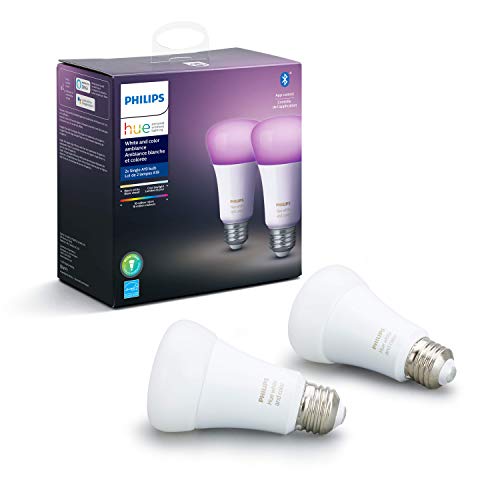 Book Cover Philips Hue White and Color Ambiance 2-Pack A19 LED Smart Bulb, Bluetooth & Zigbee compatible (Hue Hub Optional), Works with Alexa & Google Assistant â€“ A Certified for Humans Device