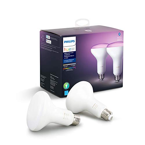 Book Cover Philips Hue 548586 Smart Light BR30 Bulb, 2 Pack, White and Color Ambiance, 2 Count
