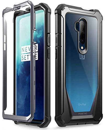 Book Cover Poetic Guardian Series Designed for OnePlus 7T Pro/OnePlus 7 Pro Case, Full-Body Hybrid Shockproof Bumper Cover with Built-in-Screen Protector, Black/Clear