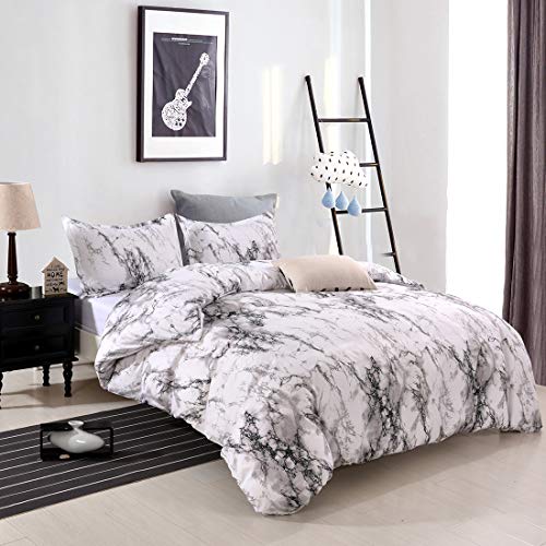 YMY Lightweight Microfiber Bedding Duvet Cover Set, Marble Pattern